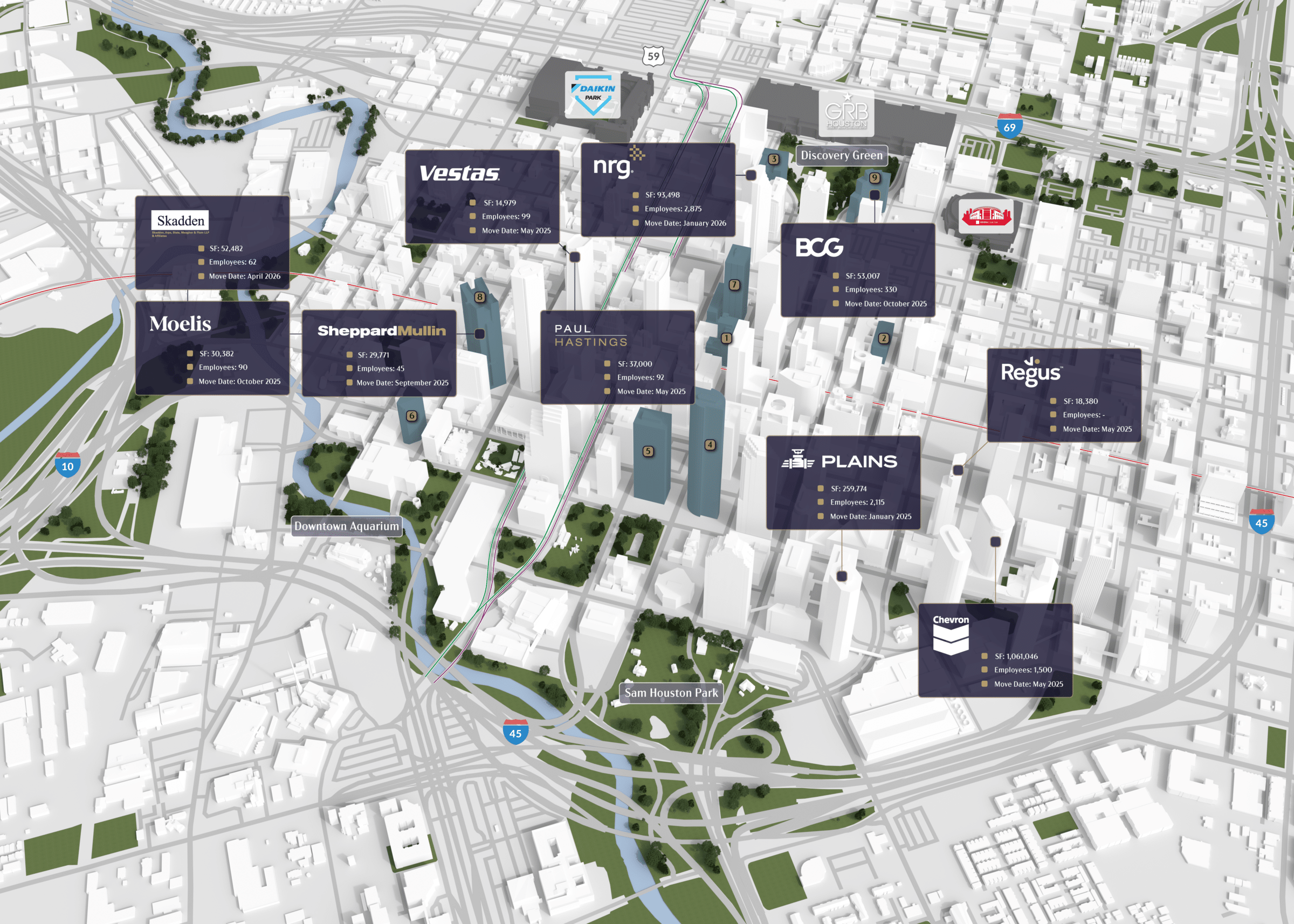 3D map featuring informative overlays for enhanced geographical insights and visual analysis.